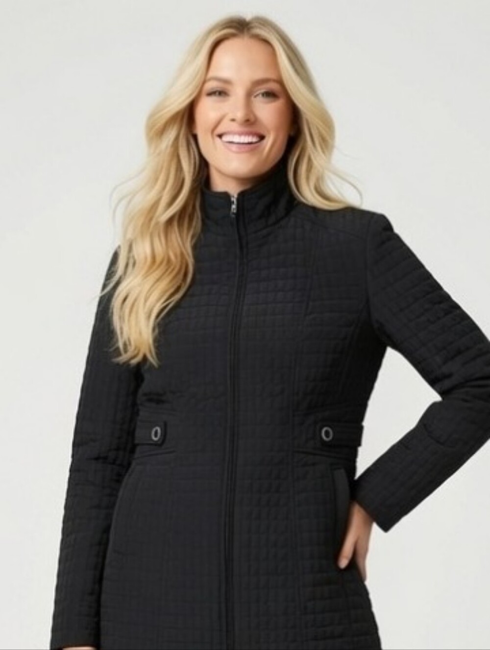 Lanesboro Womens Black Quilted Long Jacket - Women's Coat XXL